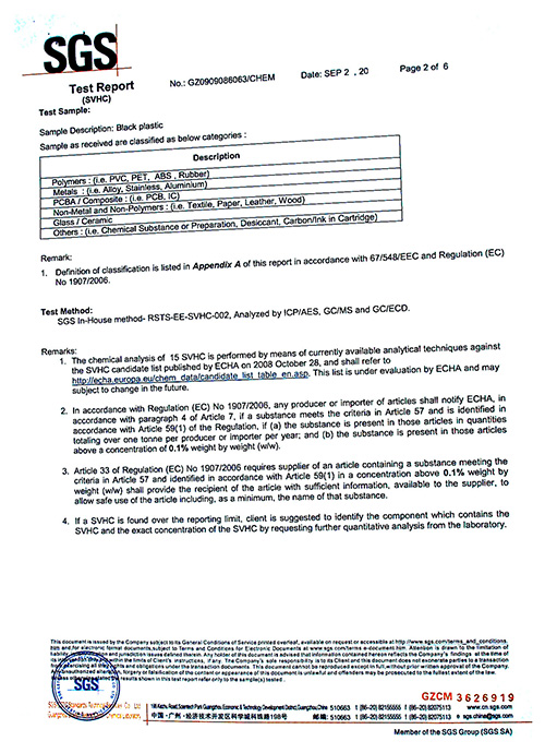 球盟会(中国)SGS检测证书